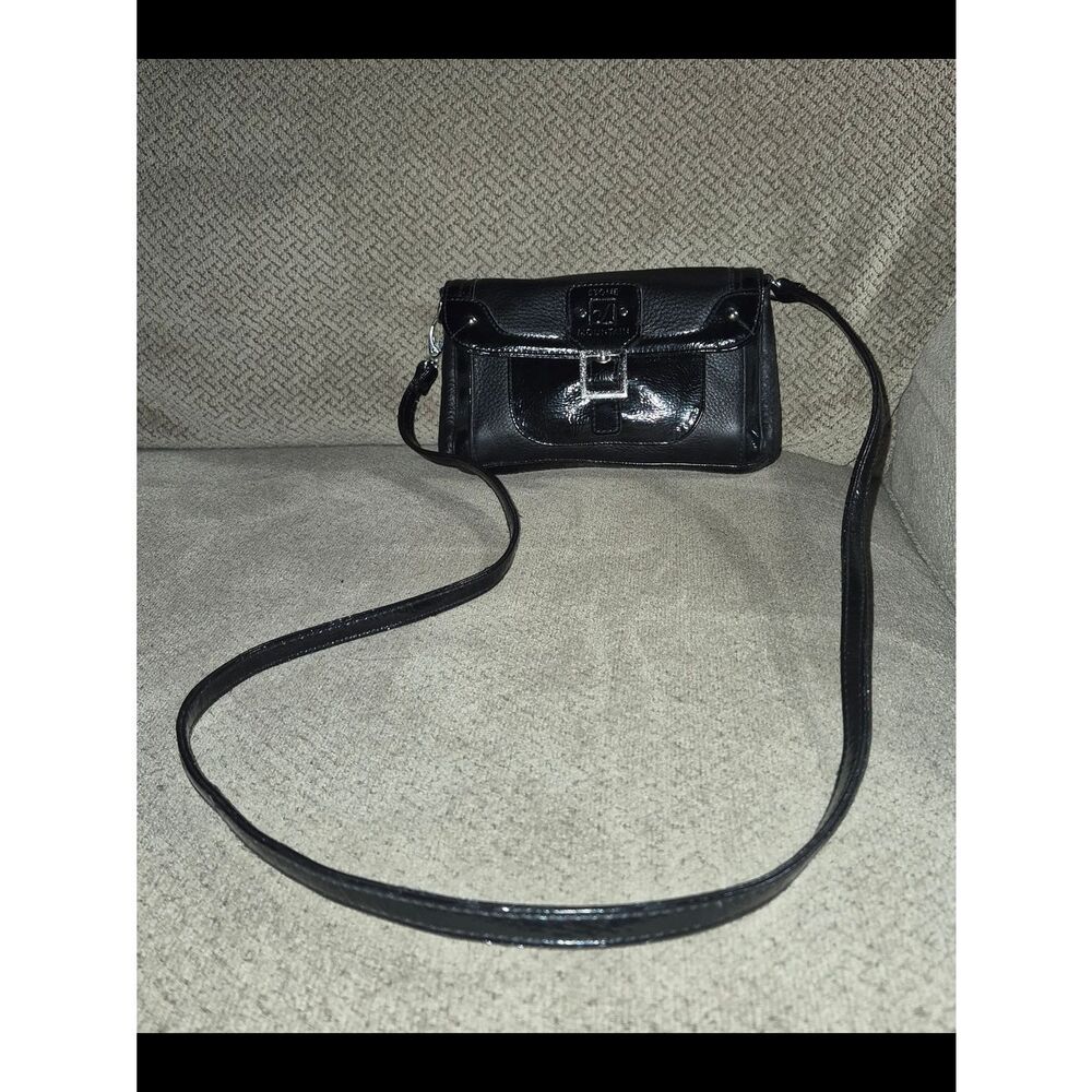 Stone Mountain Accessories Black Patent Front Flap Crossbody Bag